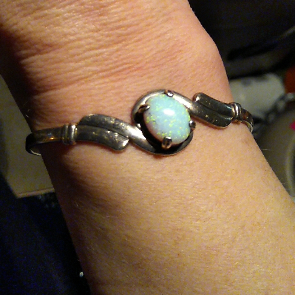 J.W. Toadlena Navajo Sterling Opal Bracelet Vintage Artist Signed